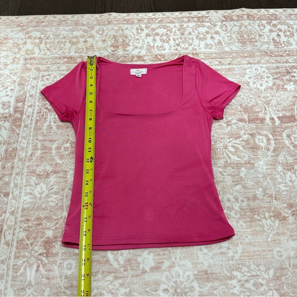 Hot Pink Square Neck Fitted Top - Picture 3 of 5